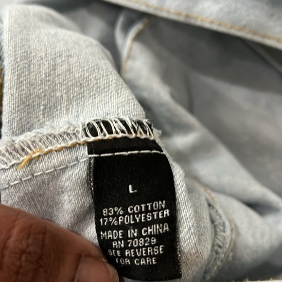 jacket Rue 21 Large Graffiti graphic embellished jean Jacket with hood size L - Picture 7 of 11